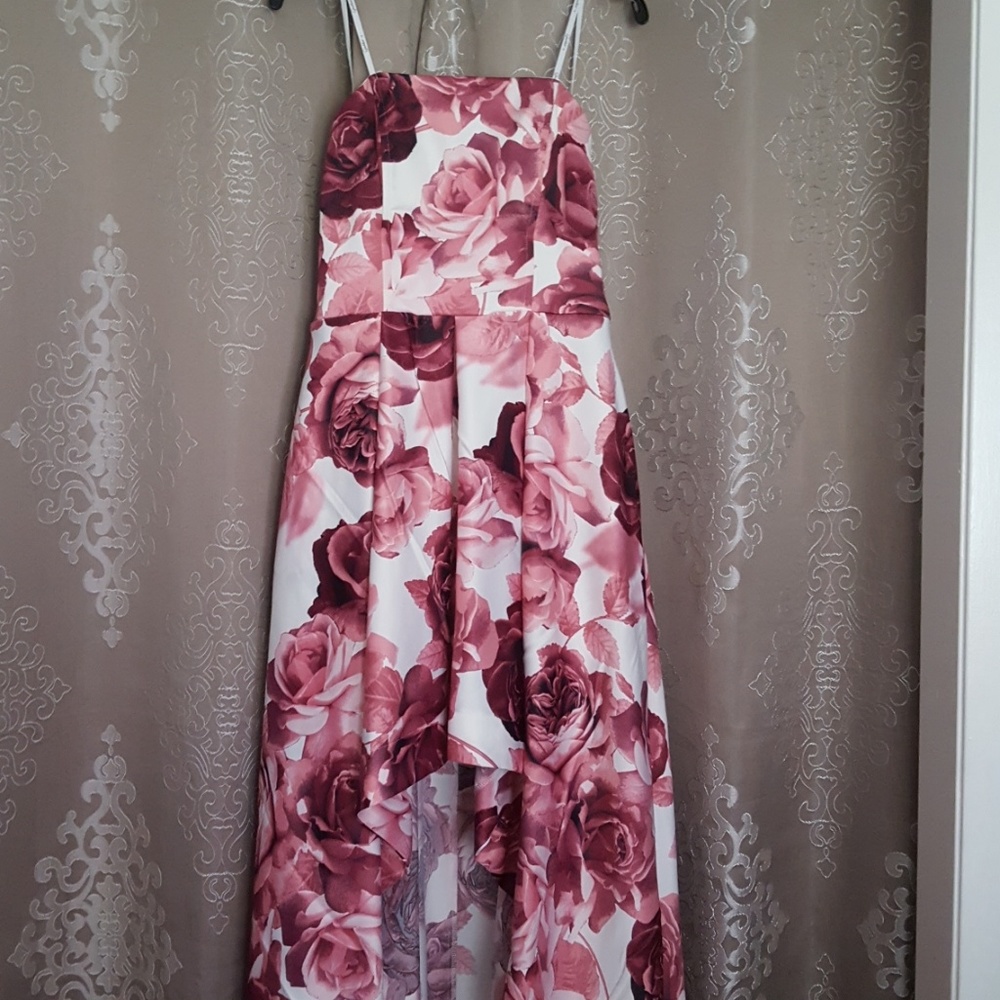 Floral formal prom high low gown